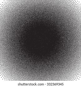 Stochastic raster halftone gradient print, black and white