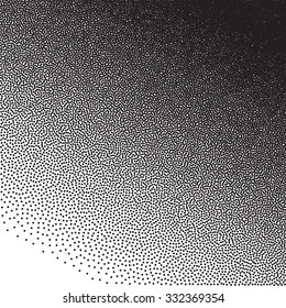 Stochastic raster halftone gradient print, black and white