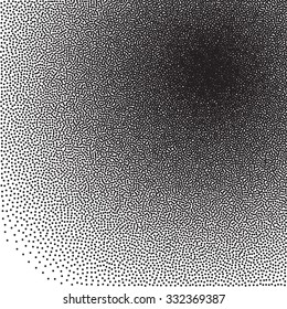 Stochastic raster halftone gradient print, black and white