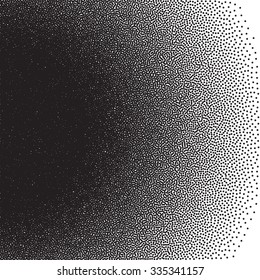 Stochastic raster halftone gradient print, black and white