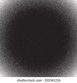Stochastic raster halftone gradient print, black and white