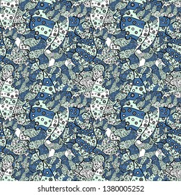 - stock. Abstract doodles pattern. It can be used on mug prints, baby apparels, wallpaper, wrapping boxes etc. Pattern neutral, black and blue on colors. Seamless Cute fabric pattern. Vector sketch.