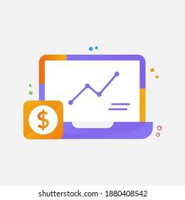 Actividad bursátil en el vector portátil. Icono de diseño plano listo para ser utilizado para sitios web, aplicaciones móviles, presentación y cualquier otro proyecto.