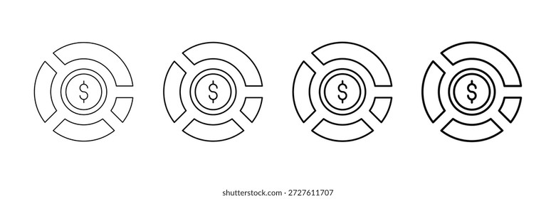 Conjunto de Vectores de iconos de asignación de stock en diferentes estilos de línea de trazo