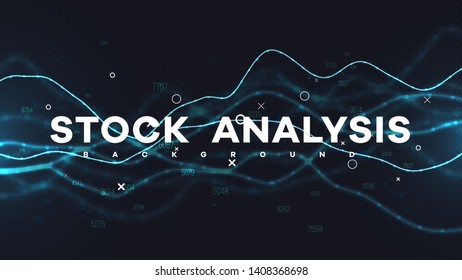 Stockanalyse-Hintergrund.Handelsstrategie.  Abstrakte Geschäftsdiagramme, die aus unscharfen, blauen Punkten bestehen. Konzept der Internettechnologie. Vektorgrafik des Finanzmarktes