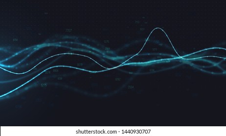 Análisis de existencias en segundo plano.Estrategia de negociación.  Gráfico comercial abstracto compuesto por puntos azules azules. Concepto de Internet Technology. Ilustración vectorial del mercado financiero