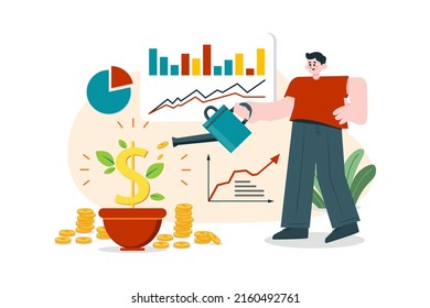 Stock Analysis Illustration concept. Flat illustration isolated on white background