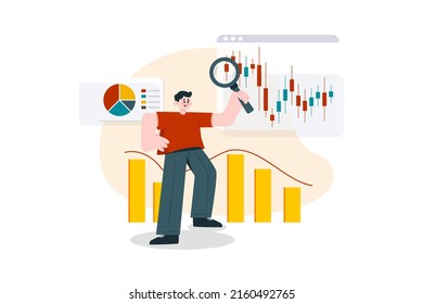 Stock Analysis Illustration concept. Flat illustration isolated on white background