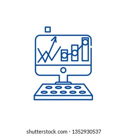 Stock analysis line icon concept. Stock analysis flat  vector symbol, sign, outline illustration.