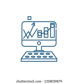 Stock analysis line icon concept. Stock analysis flat  vector symbol, sign, outline illustration.