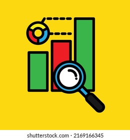 Icono de análisis de acciones para la negociación de divisas, bolsa de valores y análisis de precios criptográficos.