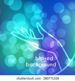 Stock blurred texture with bokeh effect and stylized hand in a graceful gesture