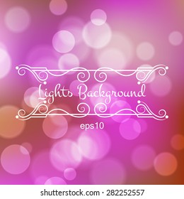 Stock blurred texture with bokeh effect and the words in a frame in the style of arabesques