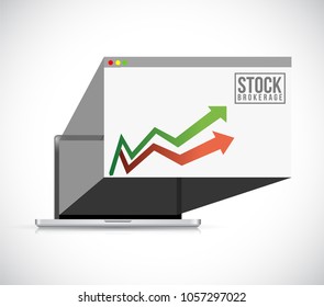 stock brokerage laptop computer background Illustrator. design graphic