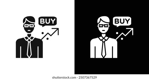 Stock buy icon flat line symbol set.