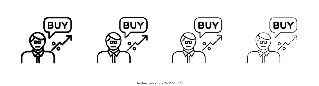 Stock buy icon Outline sign symbol set