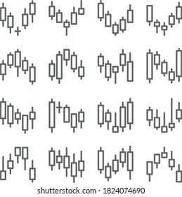 Stock candlestick chart icon illustration vector set. Contains such icon as Bullish, Bearish, Doji, Graph trend, and more. Expanded Stroke