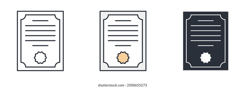 Stock certificate icon symbol vector illustration isolated on white background