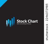 Stock Chart Data Logo Accounting and Finance Stats Horizontal Layout. Logo for internet marketing, trading, consulting, finance businesses, stats and analytic or forecasting. Efficiency Graph Logo