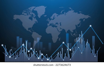 A stock chart is displayed on a dark blue background, demonstrating a rising digital marketing growth graph for businesses
