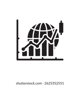 Gráfico de Ações com Sobreposição de Globo para Análise Financeira Global