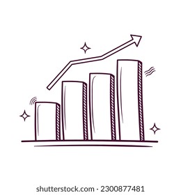 stock chart going up. hand drawn icon. hand drawn vector illustration