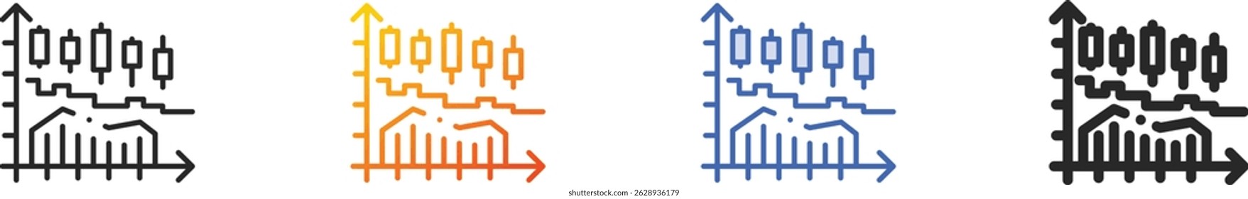 stock chart icon.Thin Linear, Gradient, Blue Stroke and bold Style Design Isolated On White Background