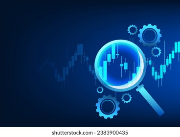 Stock chart is a technology created to display financial market prices for investors to analyze buy or sell. It is a candlestick chart with a magnifying glass and gears.