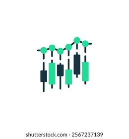 Stock Chart Two Tone Color Icon. linear style sign for mobile concept and web design. Outline vector icon.