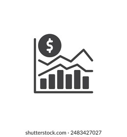 Icono de Vector de gráfico de cotizaciones. signo plano relleno para concepto móvil y Diseño web. Icono de glifo del mercado de valores. Símbolo, ilustración del logotipo. Vector gráfico