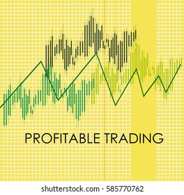 Stock chart with the words "Profitable trading"