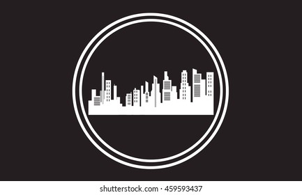 Stock city icon silhouettes vector art illustration