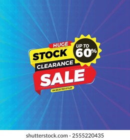 Stock clearance sale banner design.
Sale banner template with Huge stock clearance sale. clearance sale background template promotion,
Big offer with discount 70% off. 60% off. 30% off.