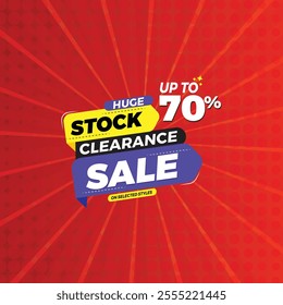 Stock clearance sale banner design.
Sale banner template with Huge stock clearance sale. clearance sale background template promotion,
Big offer with discount 70% off. 60% off. 30% off.