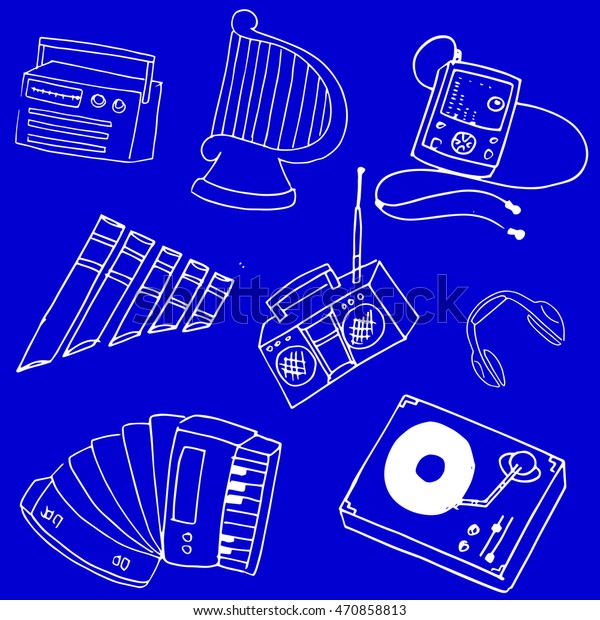 Stock Collection Music On Blue Backgrounds Stock Vector (Royalty Free