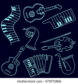 Stock collection music set doodles vector art