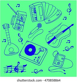 Stock collection music theme doodles vector illustration