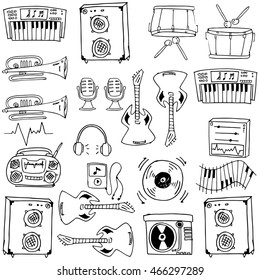 Stock collection vector music doodles hand draw