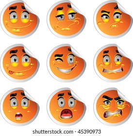 stock color vector glossy stickers smiles