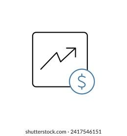 Symbol für Stock-Concept-Linie. Einfache Elementgrafik. Rahmendesign des Stockkonzepts mit Symbolen.