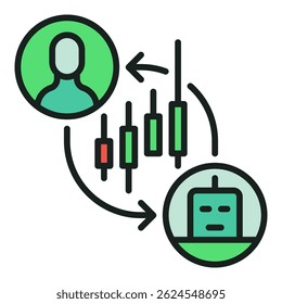 Stock and Cryptocurrency Trading Bot vector Automation Tools concept colored icon or design element