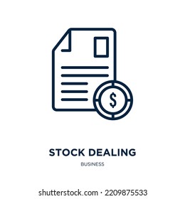 stock dealing icon from business collection. Thin linear stock dealing, deal, promotion outline icon isolated on white background. Line vector stock dealing sign, symbol for web and mobile