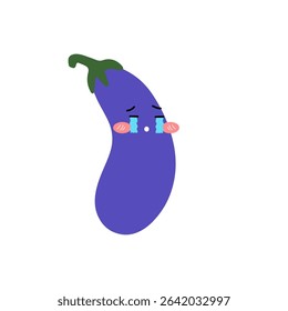 Stock design element. kawaii eggplant, funny cute 