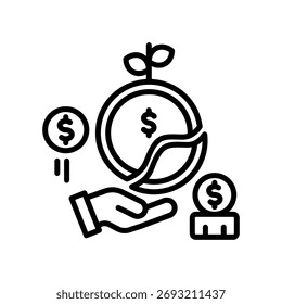 Ícone Linha de Dividendos de Ações - Ilustração do Vetor