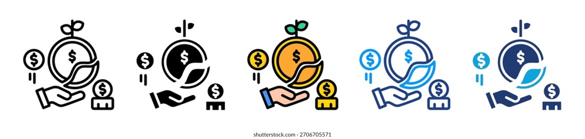 Ícone de Dividendos de Ações Definir Vários Estilos Coleção Ilustração de Vetor