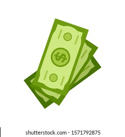 Stock of dollars isolated on white, investment and crowdfunding concept. Finance and cash, credit payment and banking financing, profit vector cash money
