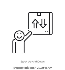 Stockup und Down Symbol. Konkretes Stildesign einzeln auf weißem Hintergrund