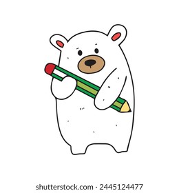 stock element. childish bear reading book, 