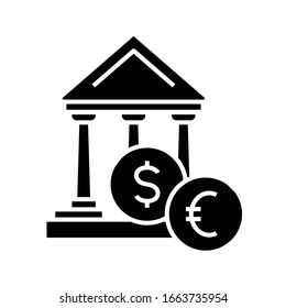 Icono negro de bolsa, ilustración conceptual, símbolo plano vectorial, signo de glifo.
