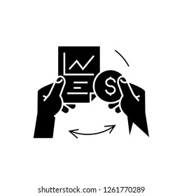 Stock exchange black vector concept icon. Stock exchange flat illustration, sign